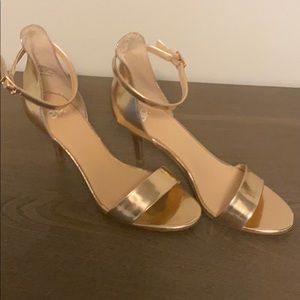 Rose gold strapped heels